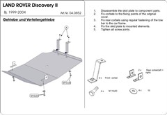 Ocelový kryt převodovky a přídavné převodovky Land Rover Discovery II