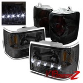 Přední LED světla + zadní světla kouřová Jeep Grand Cherokee ZJ (93-98)