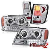 Přední světla + zadní světla čirá Jeep Grand Cherokee WJ (99-04)