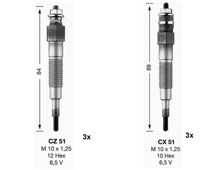 Sada žhavících svíček NGK na Nissan Patrol Y60 2.8TD (set 6ks)